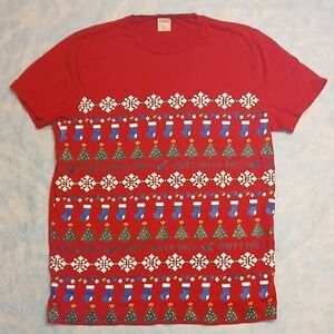 Hollister Chriatmas Graphic Print Tee  "Happy Holla-Days"   Sz L